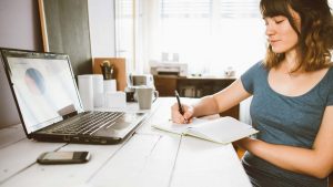 Woman Working in Home Office