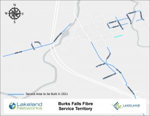 Map of Lakeland Networks Fibre Internet Coverage Burks Falls