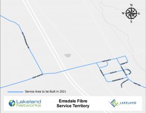 Map of Lakeland Networks Fibre Internet Coverage Emsdale