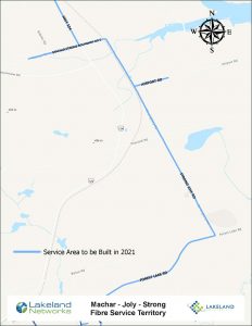 Map of Lakeland Networks Fibre Internet Coverage Machar Joly and Strong