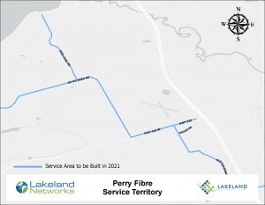Map of Lakeland Networks Fibre Internet Coverage Perry