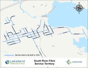 Map of Lakeland Networks Fibre Internet Coverage South River