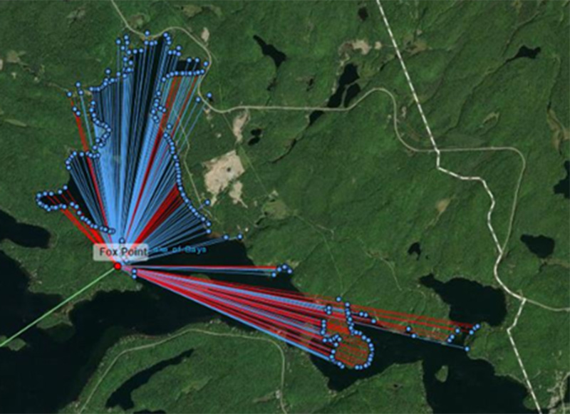 Map showing high speed internet coverage in Lake of Bays