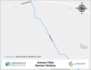 Map of Lakeland Networks Fibre Internet Coverage Armour