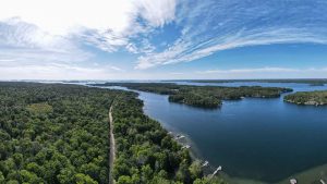 A view of Lake Muskoka from the air