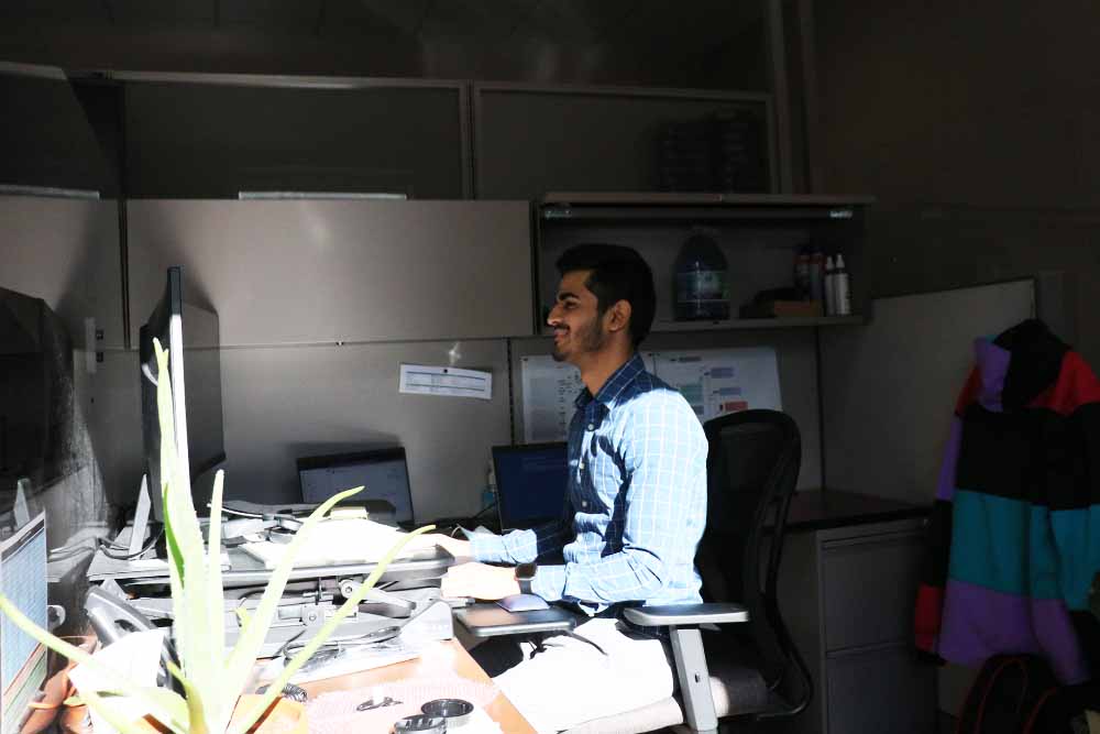 Lakeland Networks employee Sidharth Mahajan in his office